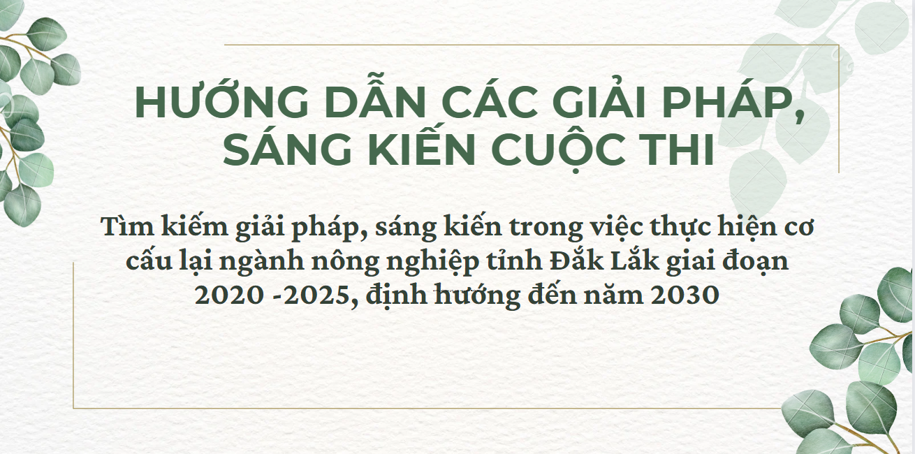 Cuộc thi “Tìm kiếm giải pháp, sáng kiến trong việc thực hiện cơ cấu lại nông nghiệp tỉnh Đắk Lắk giai đoạn 2020-2025, định hướng đến năm 2030”